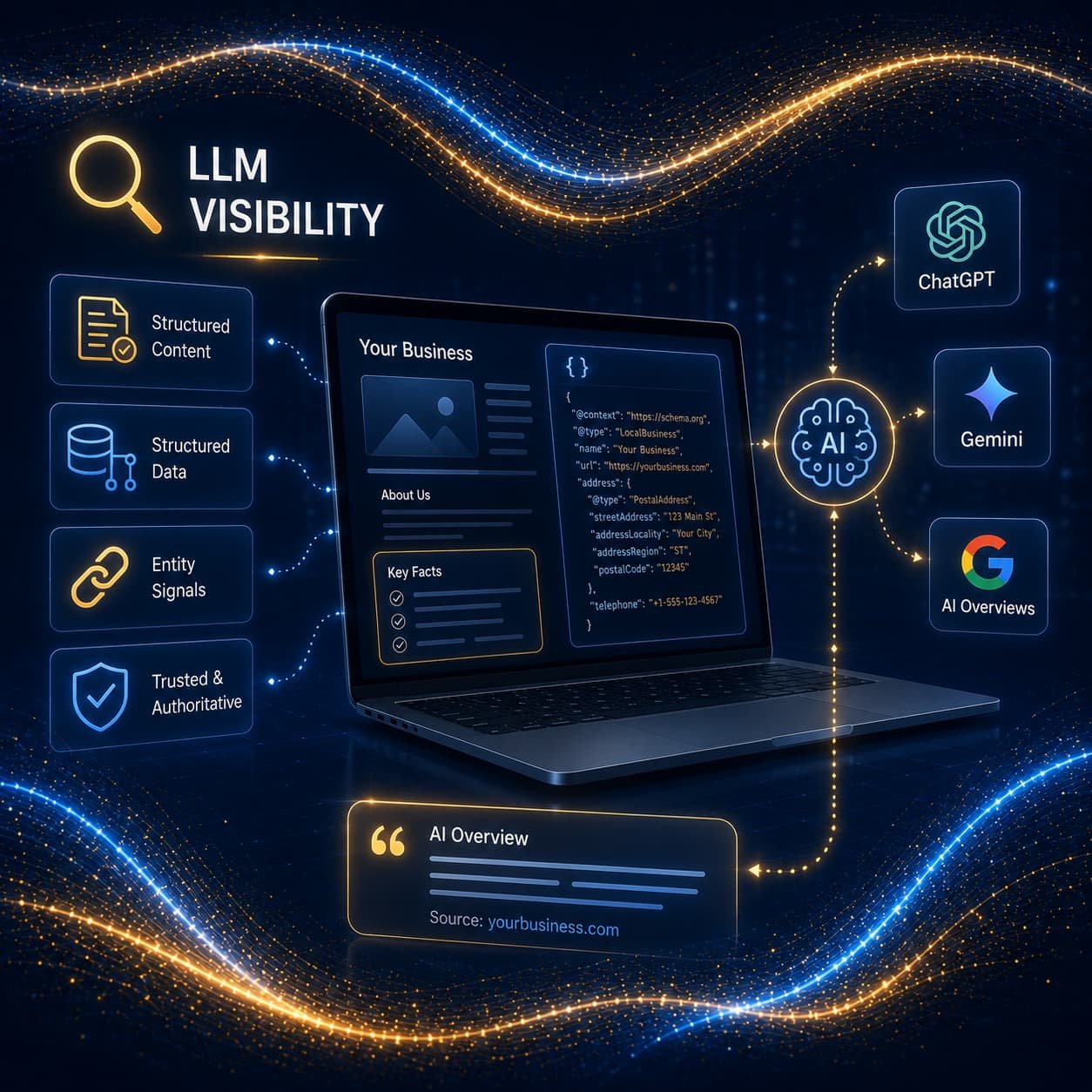 LLM Visibility  Lift SEO Services structures your content and data so AI tools like ChatGPT, Gemini, and Google's AI Overviews can find and cite your business.