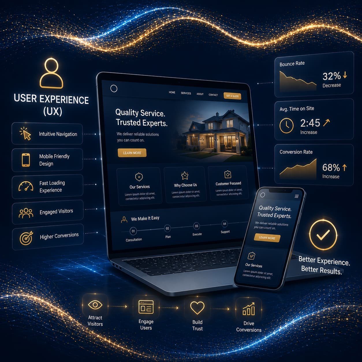 User Experience UX Lift SEO Services improves site usability and page design
